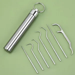 stainless steel toothpick set, stainless steel toothpicks pocket set