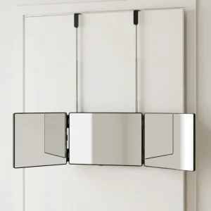 trifold mirror, foldable vanity mirror, telescopic mirror, adjustable vanity mirror, portable vanity mirror, trifold vanity mirror